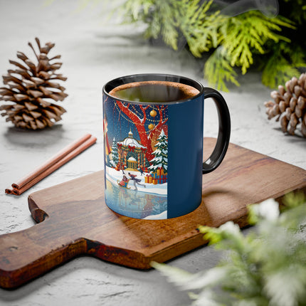 ⛸️🎄 The Christmas Skating Pavilion Colorful Mug – Art Deco Holiday Fantasy