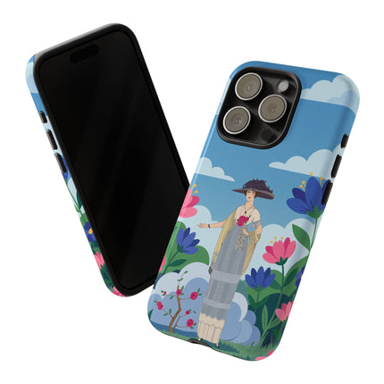 🌸🎩 The Lady Of The Grand Flower Garden Phone Case – Art Deco Fashion Illustration