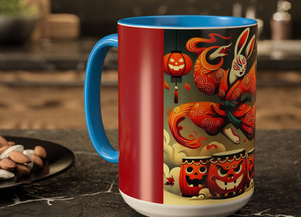 Jack-O’-Lantern Drums & The Kabuki Rabbit Colorful Mugs (11oz, 15oz)