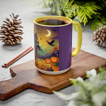 🌙🎃 The Scarecrow Of Haunted Hollow Colorful Mug – Whimsical Halloween Mystery