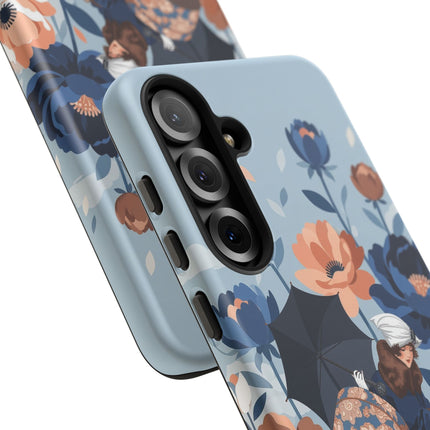 ☂️🌺 The Lady Of The Traveling Garden Phone Case – Art Deco Floral Adventure
