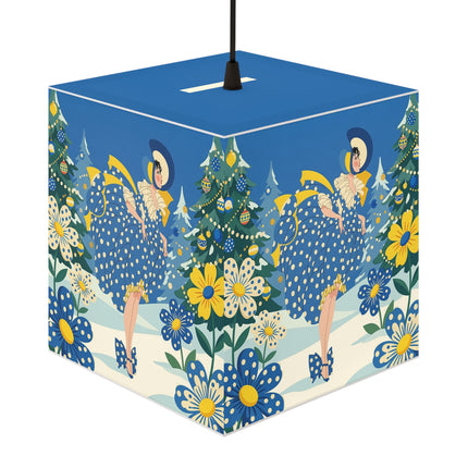 💙🌼 The Bluebell Christmas Promenade Light Cube Lamp – Art Deco Holiday Fantasy