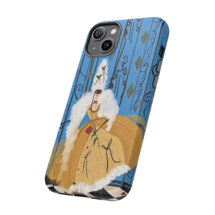 🎭🌹 The Lady At The Masquerade Gates Phone Case – Art Deco Fashion Illustration