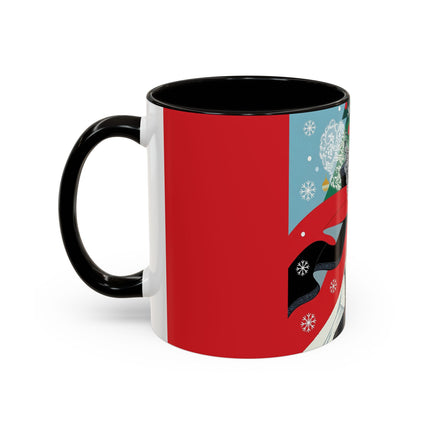 ❤️ The Lady Of The Crimson Scarf Colorful Mug – Art Deco Christmas Elegance
