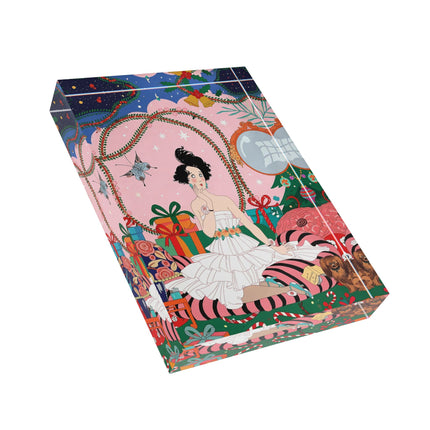 🎀🎄 Christmas Morning In The Rose Parlor Acrylic Art Block – Art Deco Holiday Fantasy