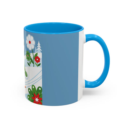 🎿❄️ The Winter Garden Skier Colorful Mug – Whimsical Holiday Fantasy
