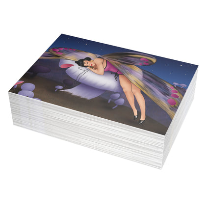 Slumbering Fairy on a Mushroom Greeting Cards (1, 10, 30, and 50pcs)