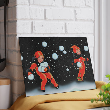 A Festive Snowball Glass Cutting Board