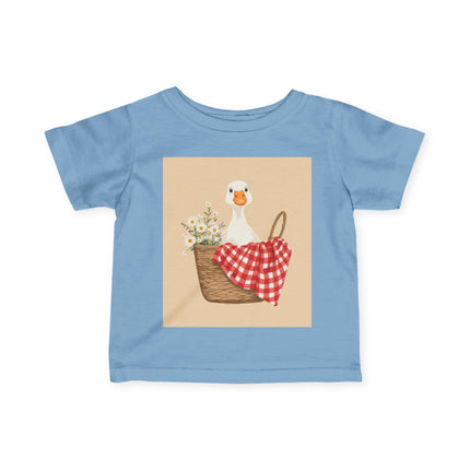 🦆🌼 The Little Daisy Basket Duckling Infant Fine Jersey Tee – Whimsical Woodland Charm