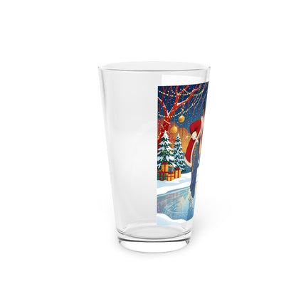 ⛸️🎄 The Christmas Skating Pavilion Pint Glass – Art Deco Holiday Fantasy