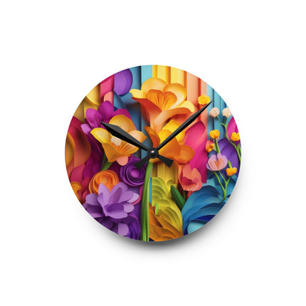 The Graceful Freesia Acrylic Wall Clock, Round and Square