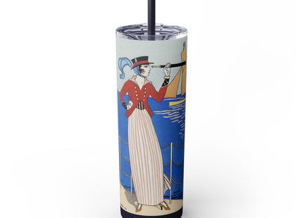 Costume de Yacht by George Barbier Skinny Tumbler with Straw, 20oz