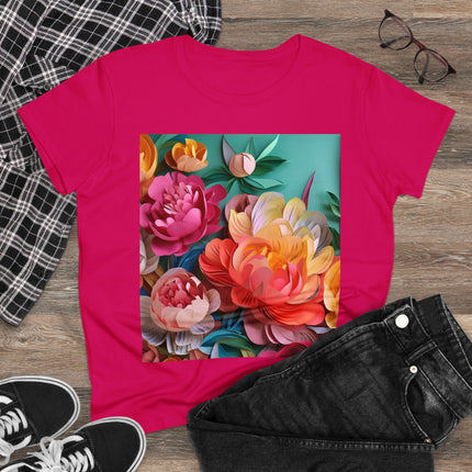 Peonies in Full Bloom Women's Midweight Cotton Tee