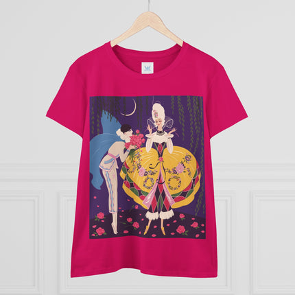 🌹🌙 The Queen Of The Midnight Roses Cotton Tee – Art Deco Garden Fantasy