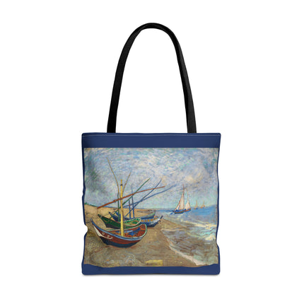 Fishing Boats on the Beach at Saintes-Maries by Vincent Van Gogh Tote Bag (AOP)