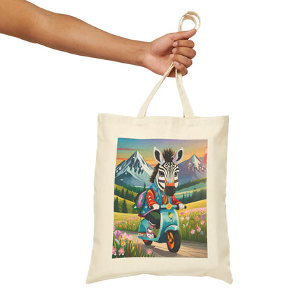 Stripes on Wheels Cotton Canvas Tote Bag