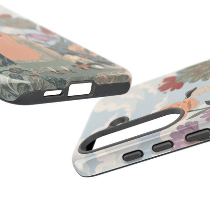 🌹🐈 The Lady And Puss In Boots Phone Case – Art Deco Floral Whimsy