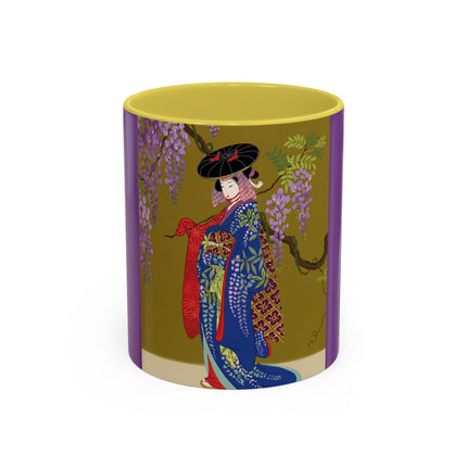 Wisteria Elegance Colorful Mug (11oz, 15oz) – Floral Beauty, Kimono Art & Timeless Grace