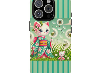Geisha Kitten and the Dandelion Phone Cases