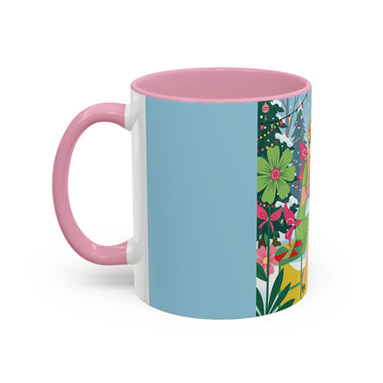 ☕🎄 Christmas Tea In The Snow Garden Colorful Mug – Art Deco Holiday Friendship