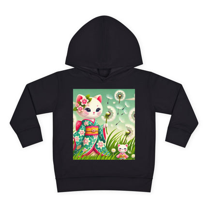 Geisha Kitten and the Dandelion Wish Toddler Pullover Fleece Hoodie