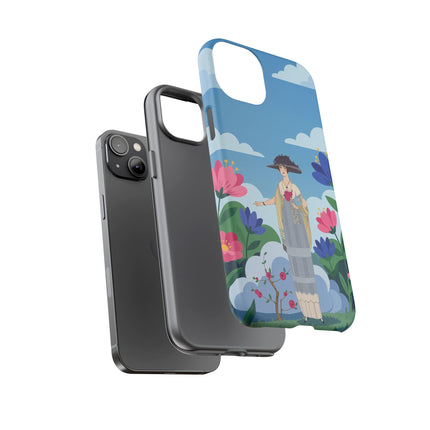 🌸🎩 The Lady Of The Grand Flower Garden Phone Case – Art Deco Fashion Illustration
