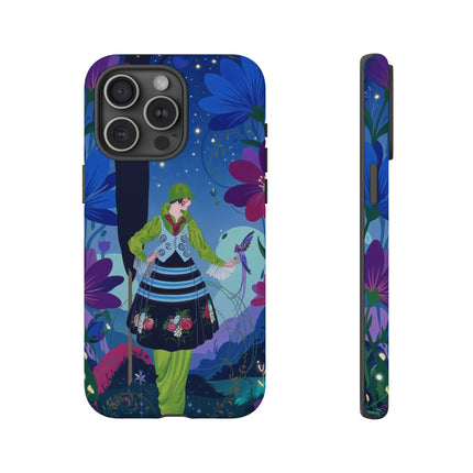 🌸🐦 The Lady Of The Midnight Bird Garden Phone Case – Art Deco Floral Fantasy