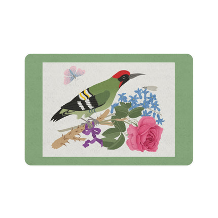 Green Woodpecker Garden Perch Pet Food Mat – Spring Melody
