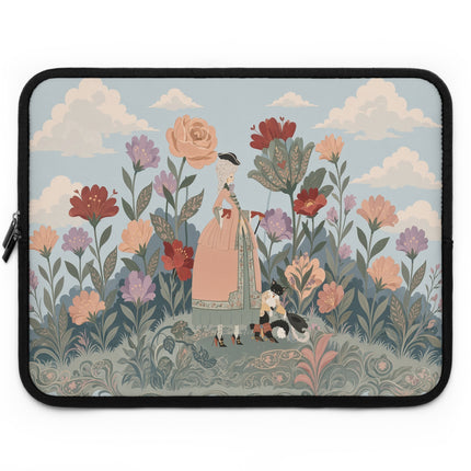 🌸🎀 The Lady And Her Little Companion Laptop Sleeve – Art Deco Garden Elegance