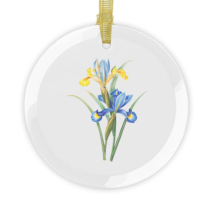 Spanish Iris botanical illustration by Pierre-Joseph Redouté Glass Ornament