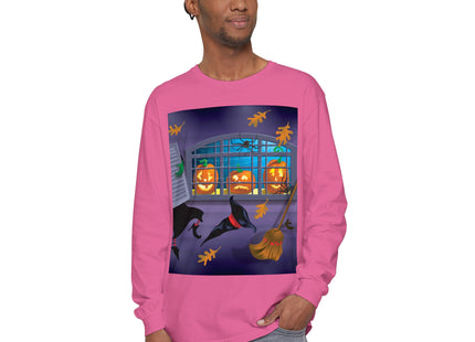 Whimsical Halloween Mischief Unisex Garment-dyed Long Sleeve T-Shirt