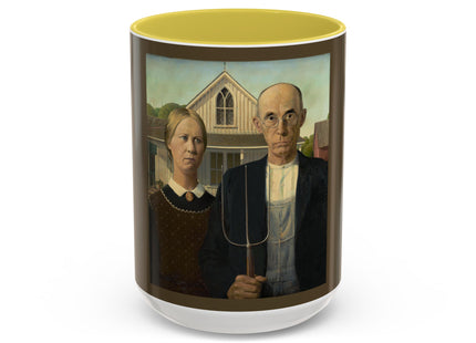American Gothic by Grant Wood Colorful Mugs (11oz, 15oz)