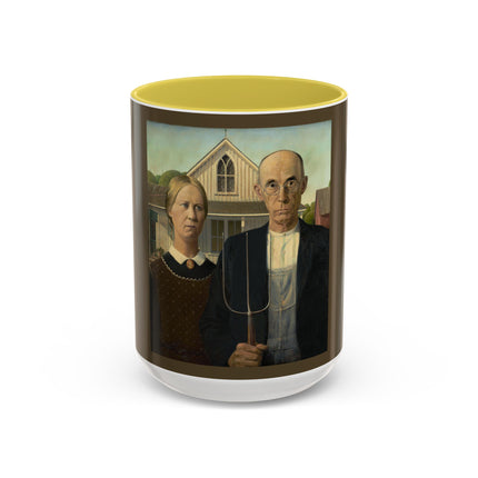 American Gothic by Grant Wood Colorful Mugs (11oz, 15oz)