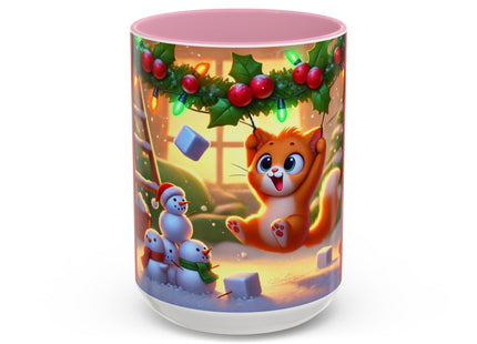 Naughty or Nice Kitten Christmas Colorful Mugs (11oz, 15oz)