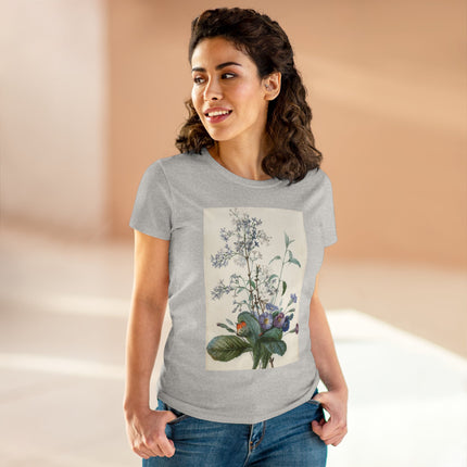 A Bouquet of Flowers with Insects by Pierre Joseph Redouté Women's Midweight Cotton Tee