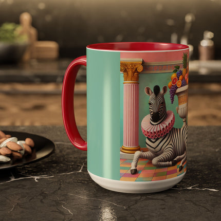 Still Life with Zebra, Fruit, and Pink Columns Colorful Mugs (11oz, 15oz)