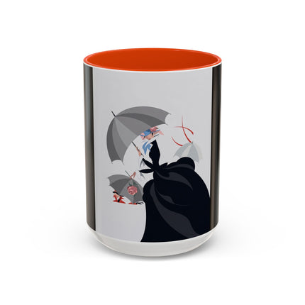 The Lady of Silver Umbrellas Colorful Mug (11oz, 15oz) – Art Deco Mystery, Elegant Fashion & Silver Dreamscape