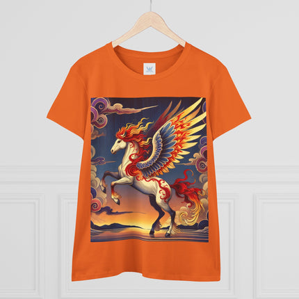 Flame-Winged Horse at Sunset Cotton Tee