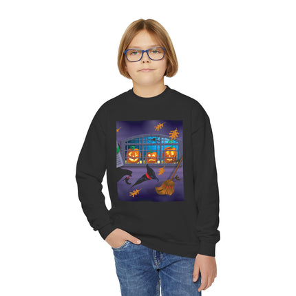 Whimsical Halloween Mischief Youth Crewneck Sweatshirt