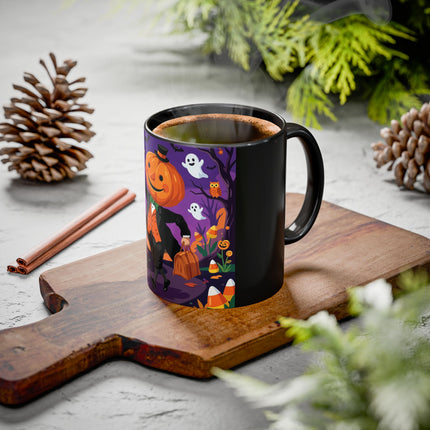 🎃🏮 The Pumpkin Gentleman's Moonlit Stroll Colorful Mug – Whimsical Halloween Charm