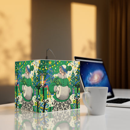 🍀🎄 The Emerald Holly Christmas Light Cube Lamp – Art Deco Holiday Elegance