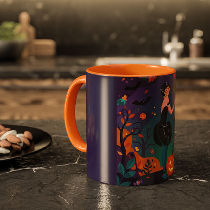 🐈‍⬛🎃 The Midnight Black Cat Masquerade Colorful Mug – Whimsical Halloween Elegance