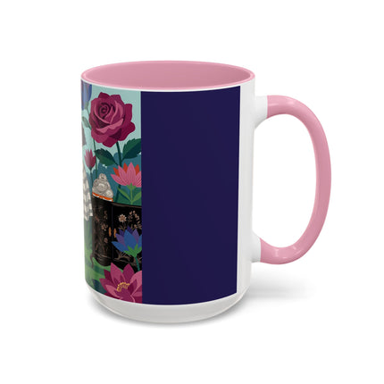 The Lady Of The Lotus Garden Colorful Mugs – Art Deco Botanical Elegance