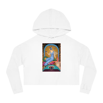 September & Sapphire (from the Gem Series) by Sofia Chiostri Women’s Cropped Hooded Sweatshirt