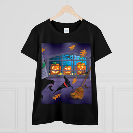 Whimsical Halloween Mischief Women's Midweight Cotton Tee