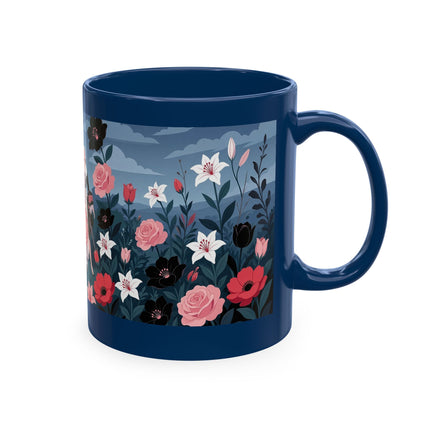 🌹🖤 The Lady Of The Midnight Rose Garden Ceramic Mug – Art Deco Floral Elegance