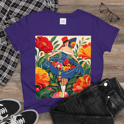 🌺🎩 The Grand Flower Market Cotton Tee – Art Deco Floral Fashion