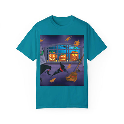 Whimsical Halloween Mischief Unisex Garment-Dyed T-shirt