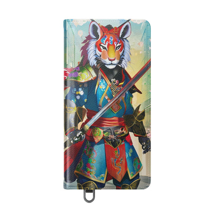 🦁🦊⚔️ Cyberpunk Lion Samurai Flip Case – Futuristic Honor & Kitsune Spirit