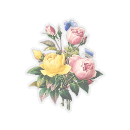 Yellow Rose and Cabbage Rose botanical illustration by Pierre-Joseph Redouté Kiss-Cut Stickers (4 Sizes)